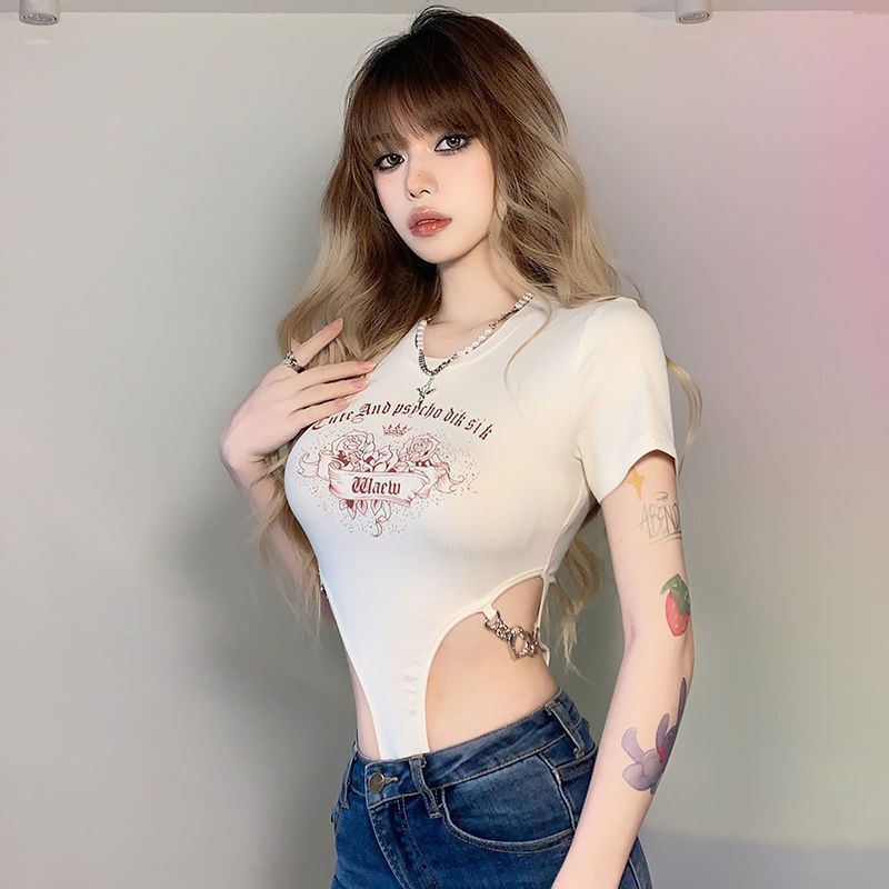 Áo Thun Ôm Dáng Cổ Tròn Một Mảnh Phong Cách Mỹ Cho Nữ