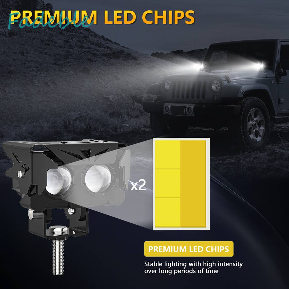Set 2 Đèn LED Sương Mù Siêu Sáng Dành Cho Xe Mô Tô Jeep 4x4