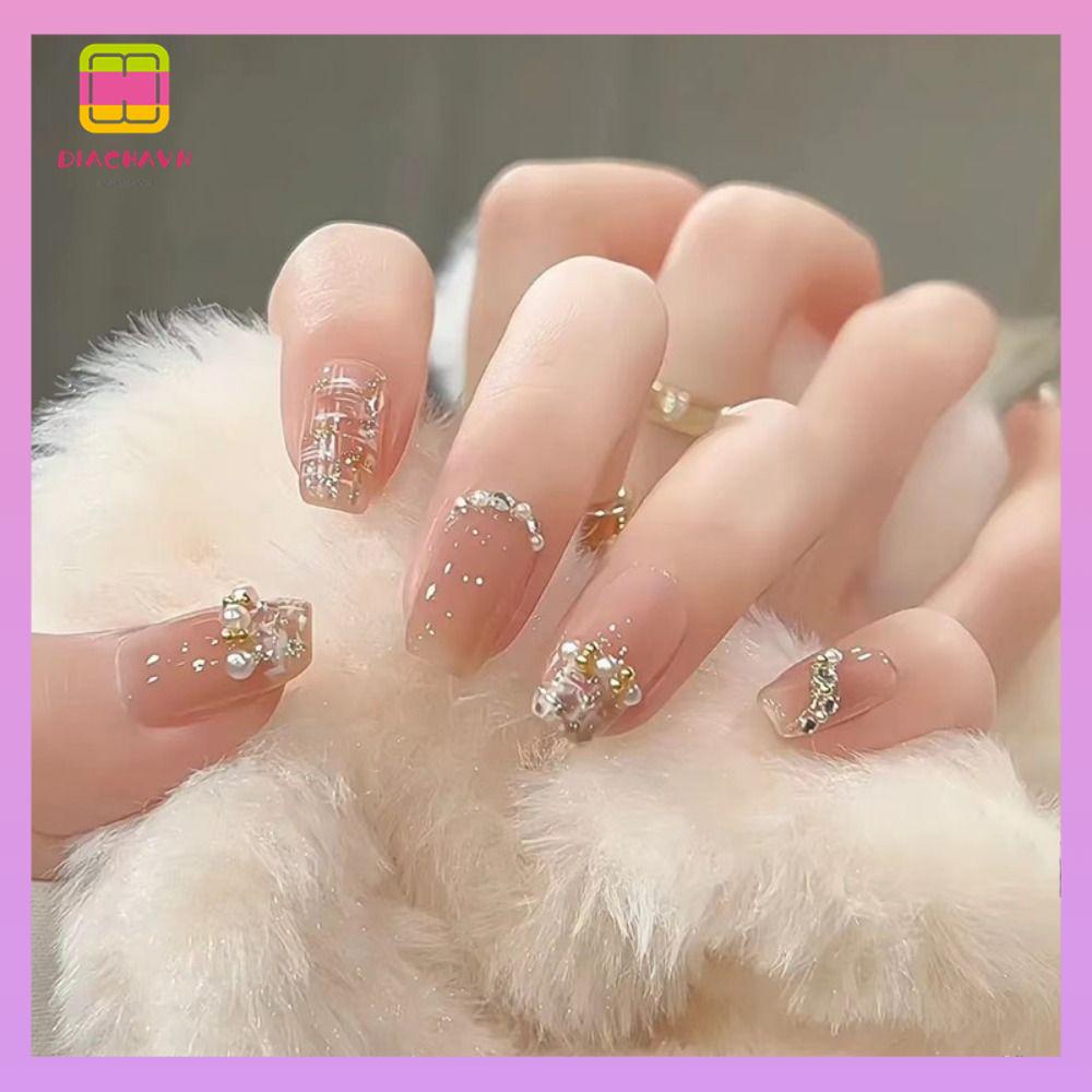 DIACHAVN Bộ Móng Tay Giả Đầu Vuông Có Thể Tháo Rời Cho Nữ