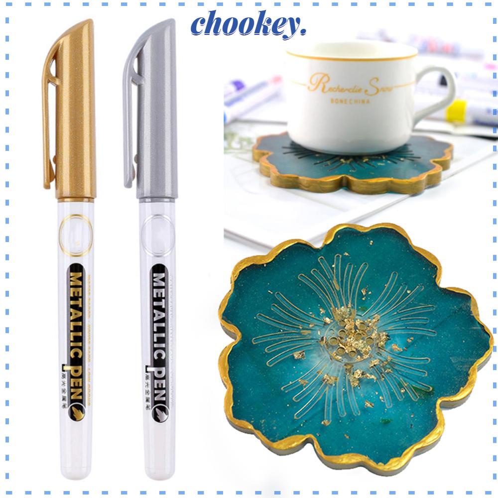 CHOOKEY Bộ 2 / 6 Bút Vẽ Đánh Dấu Acrylic Màu Vàng / Bạc DIY