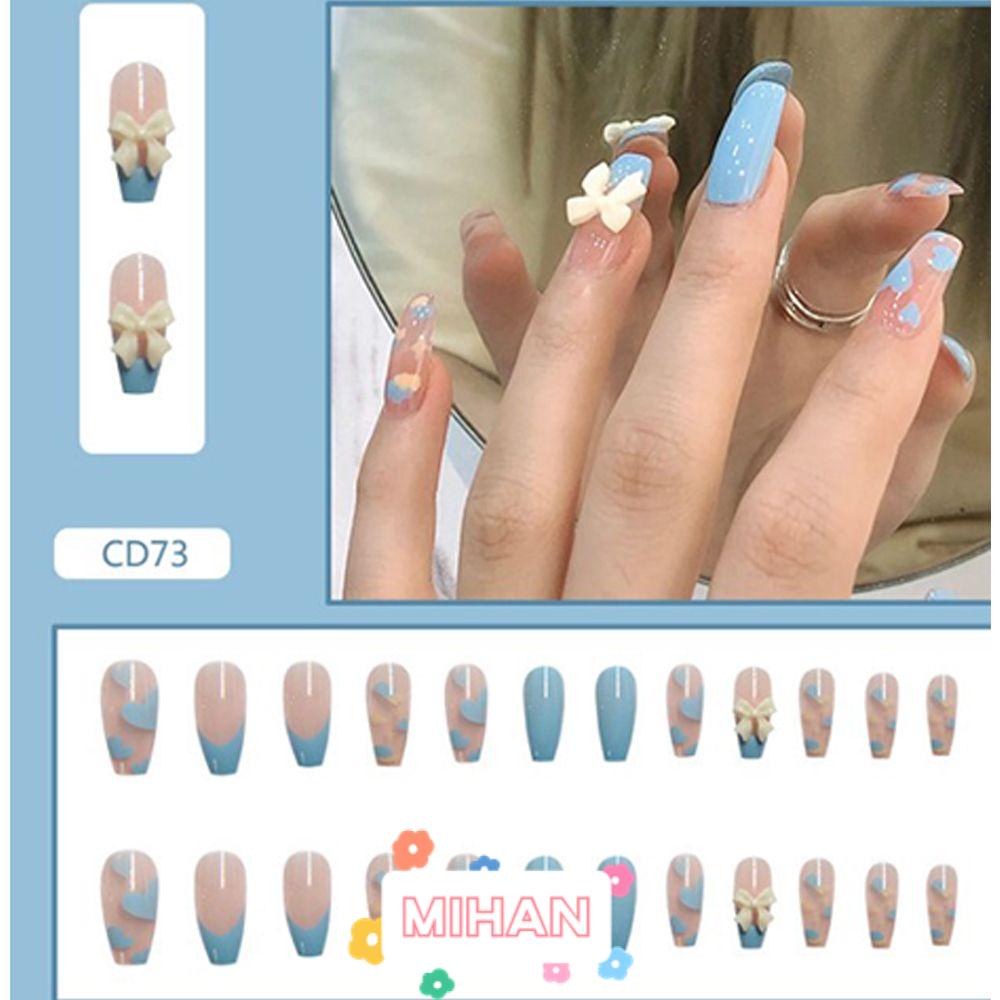 MIHAN1 Móng Tay Giả Đính Đá Trang Trí Hình Bướm Bằng acrylic Thời Trang