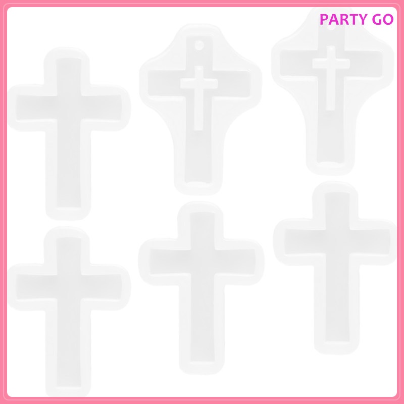 Set 6 Khuôn Silicon Làm Mặt Dây Chuyền Hình Chữ Thập Chống Dính Có Thể Tái Sử Dụng