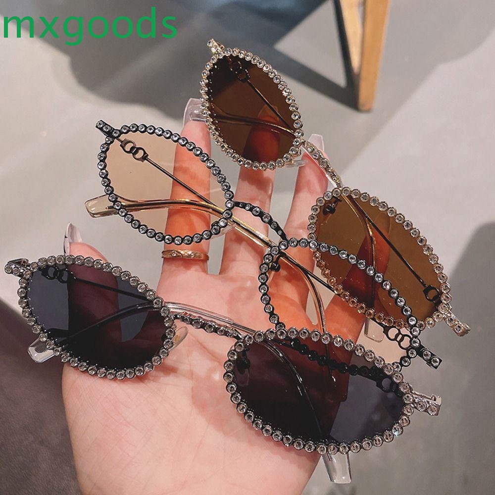 MXGOODS Kính Mát Đính Đá Chống Ánh Sáng Xanh Thời Trang Cho Nữ