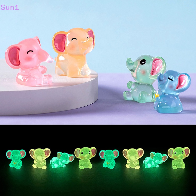 Set 2 Tượng Voi Mini Bằng Nhựa Resin Dạ Quang Để Bàn Trang Trí Nội Thất Xe Hơi