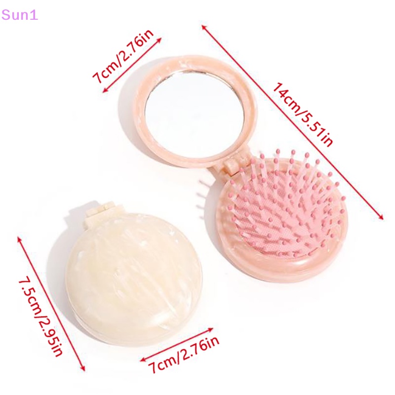 Lược Gấp Chống Tĩnh Điện Có Gương Tiện Dụng Sun1 &gt;