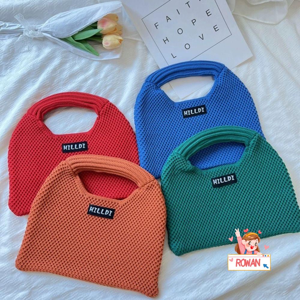 ROWANS Túi Xách Mini Đan Len Màu Sắc Xinh Xắn Thời Trang Cho Nữ