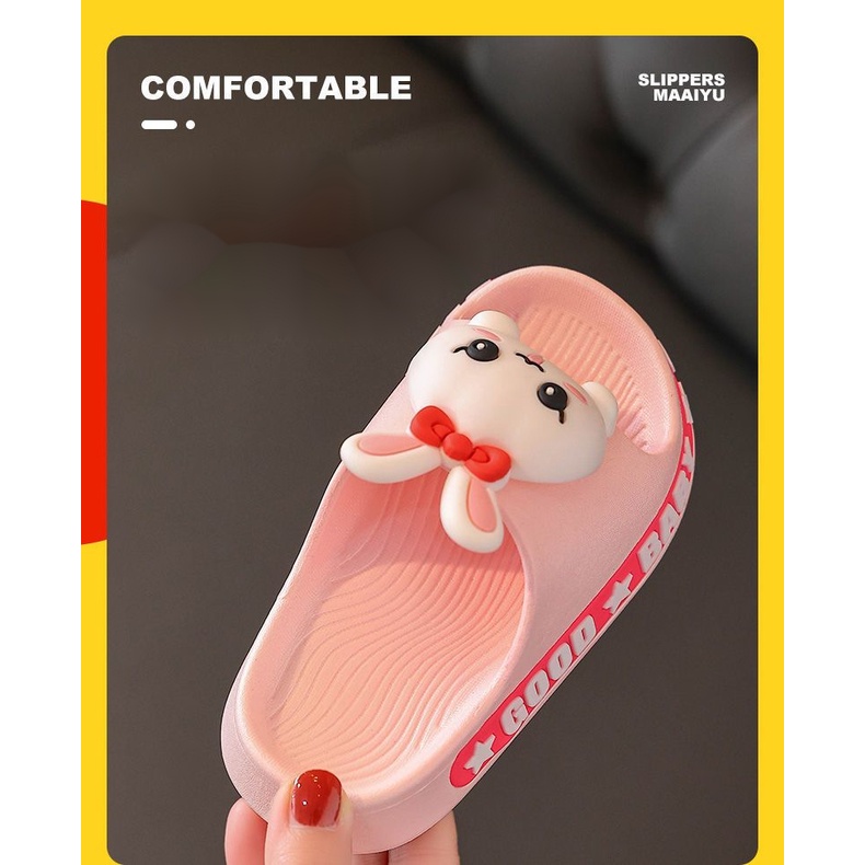 Dép Đi Trong Nhà Đế Mềm Chống Trượt Hình Thỏ Hoạt Hình Đáng Yêu Cho Trẻ Em
