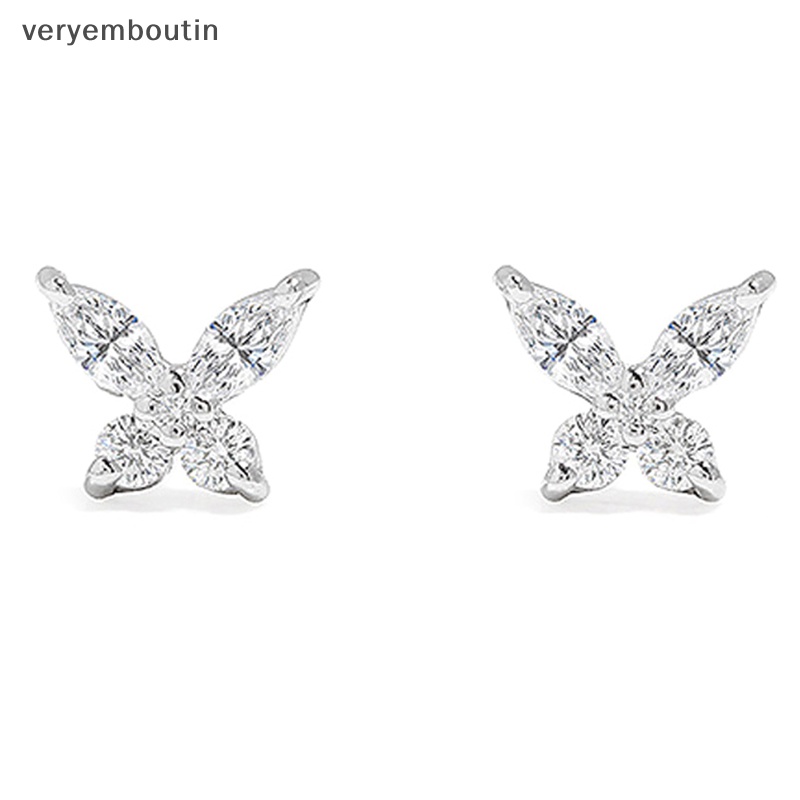 1 Đôi Bông Tai Bạc Hình Bướm Đính Đá Zircon Đơn Giản Thời Trang Dành Cho Nữ