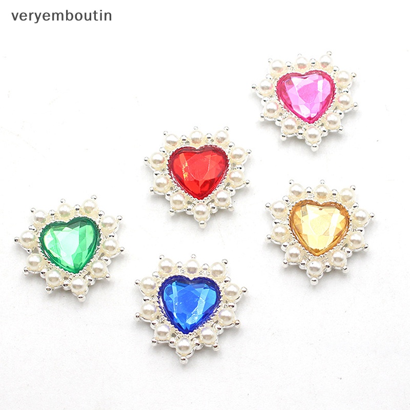 Nút Ngọc Trai Hình Trái Tim Bằng Hợp Kim Dùng Trang Trí Quần Áo DIY