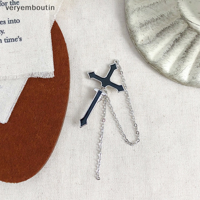 Khuyên Tai Chuỗi Hình Thánh Giá Đính Đá Pha Lê Phong Cách Gothic Thời Trang Cá Tính Dành Cho Nữ