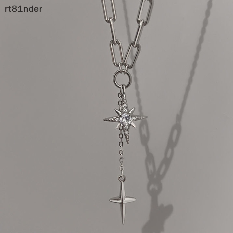 Rt Vòng cổ Bạc Mặt Ngôi Sao Sáu Cánh Đính Đá Zircon Đơn Giản Ngọt Ngào Cho Nữ