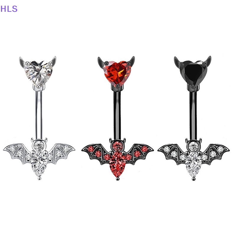 Khuyên Rốn Hình Dơi Đính Đá Pha Lê Đen Cá Tính
