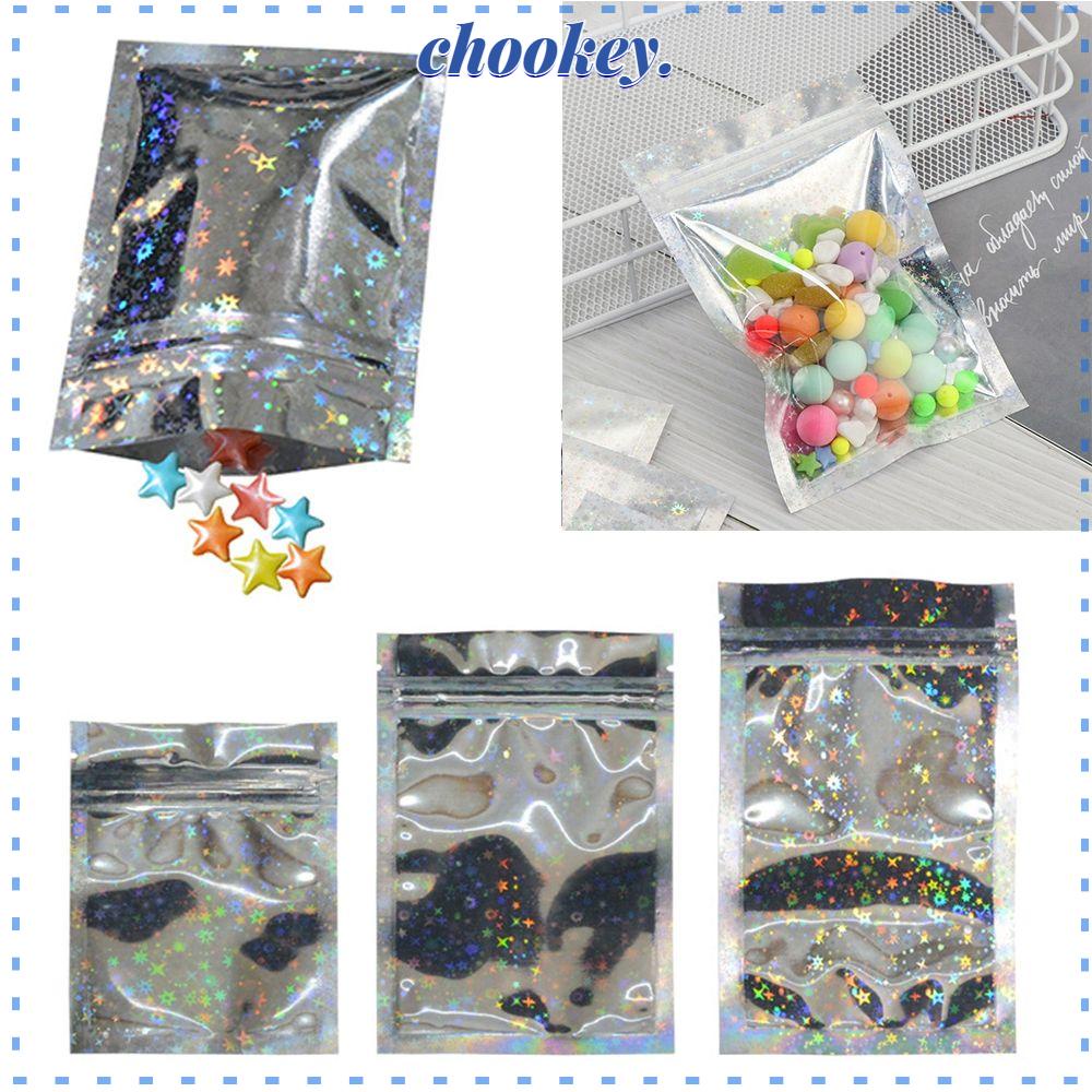 CHOOKEY Bộ 20 Túi Zip Bằng Lá Nhôm Hologram Có Thể Đóng Lại