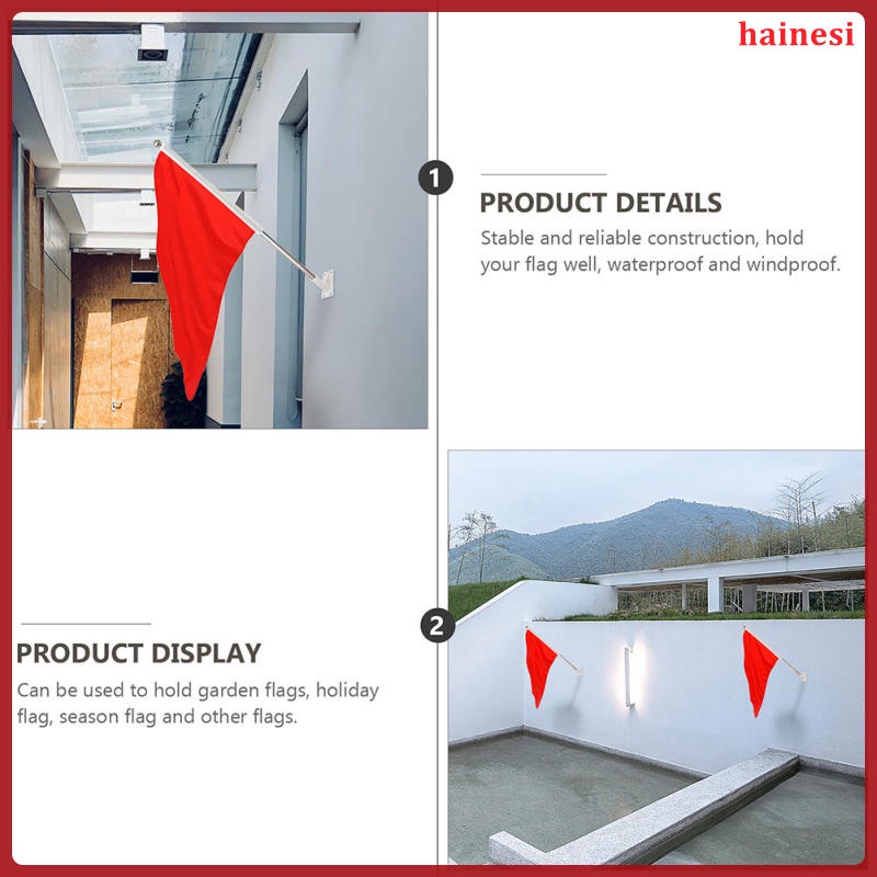 Bộ 3 Giá Đỡ Gắn Tường Hình Lá Cờ Màu Đỏ Bằng Kim Loại