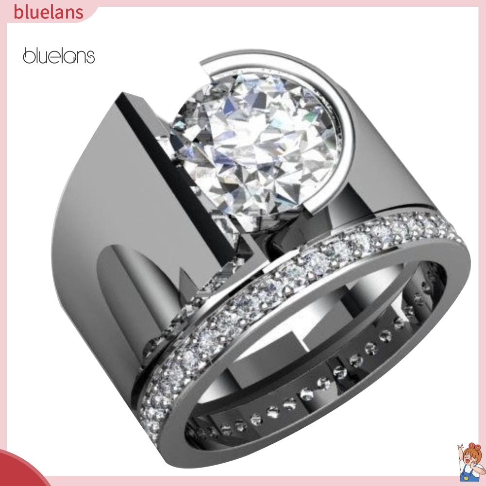 Nhẫn Bản Rộng Đính Đá Pha Lê Sang Trọng Cho Nữ