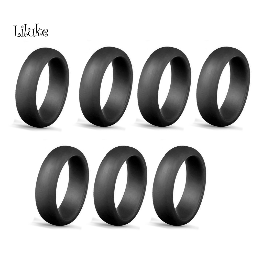 Bộ 7 Nhẫn Silicon Đính Kim Tuyến Nhiều Màu Sắc Thời Trang Cho Nữ