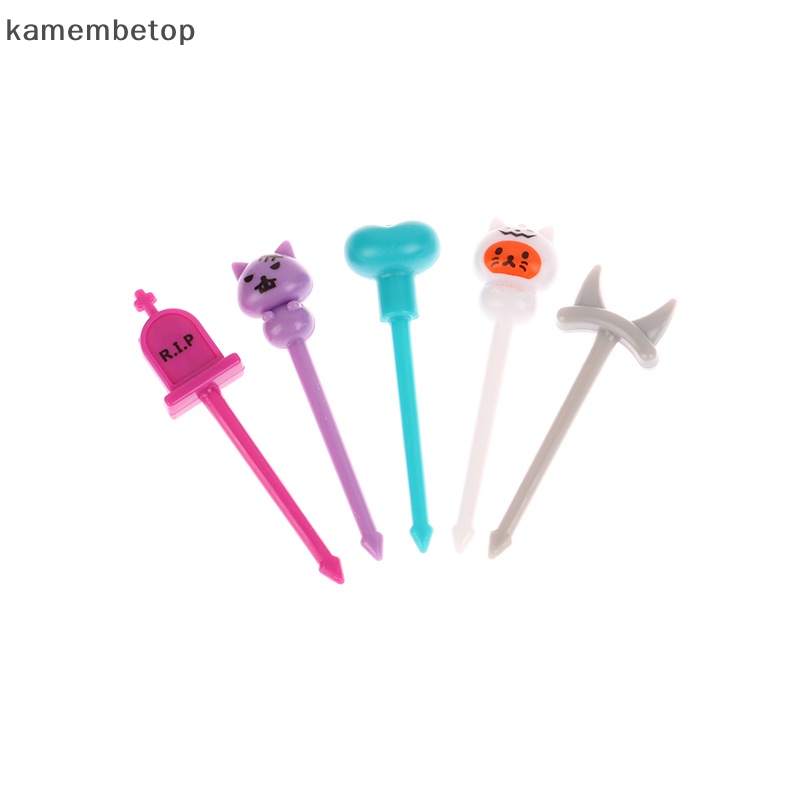 Set 4 / 5 Nĩa Ăn Trái Cây Họa Tiết Hoạt Hình Trang Trí Halloween