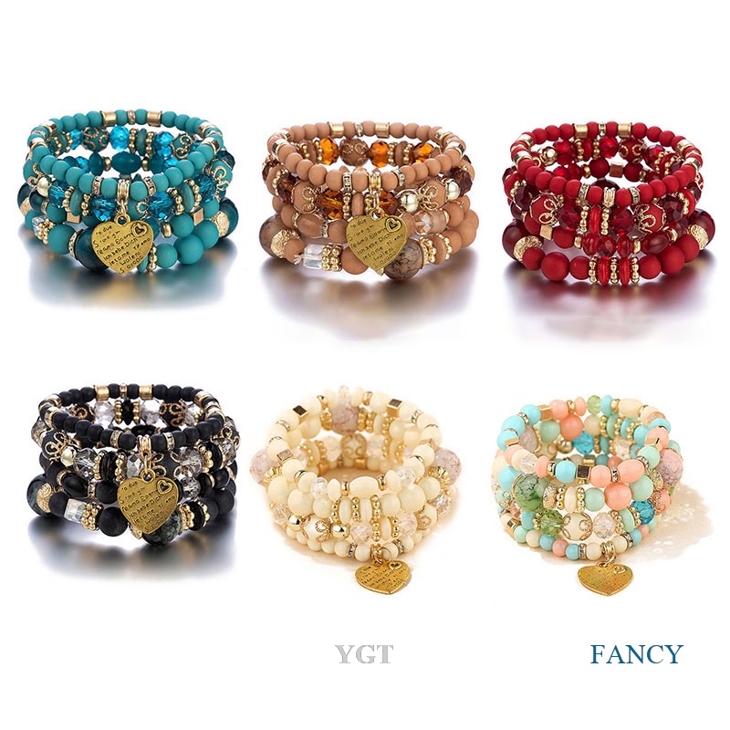 Ygt Set 4 Vòng Tay Chuỗi Hạt Phong Cách Bohemian Thời Trang Cho Nữ