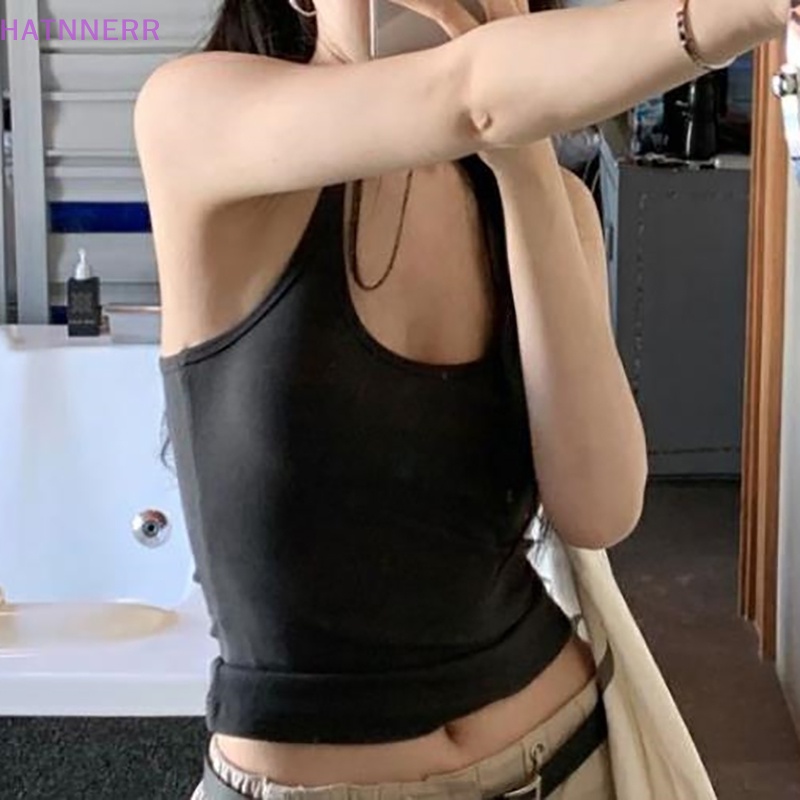 Áo Hai Dây Mùa Hè Màu Trơn Phong Cách Retro Mỹ Cho Nữ FHS