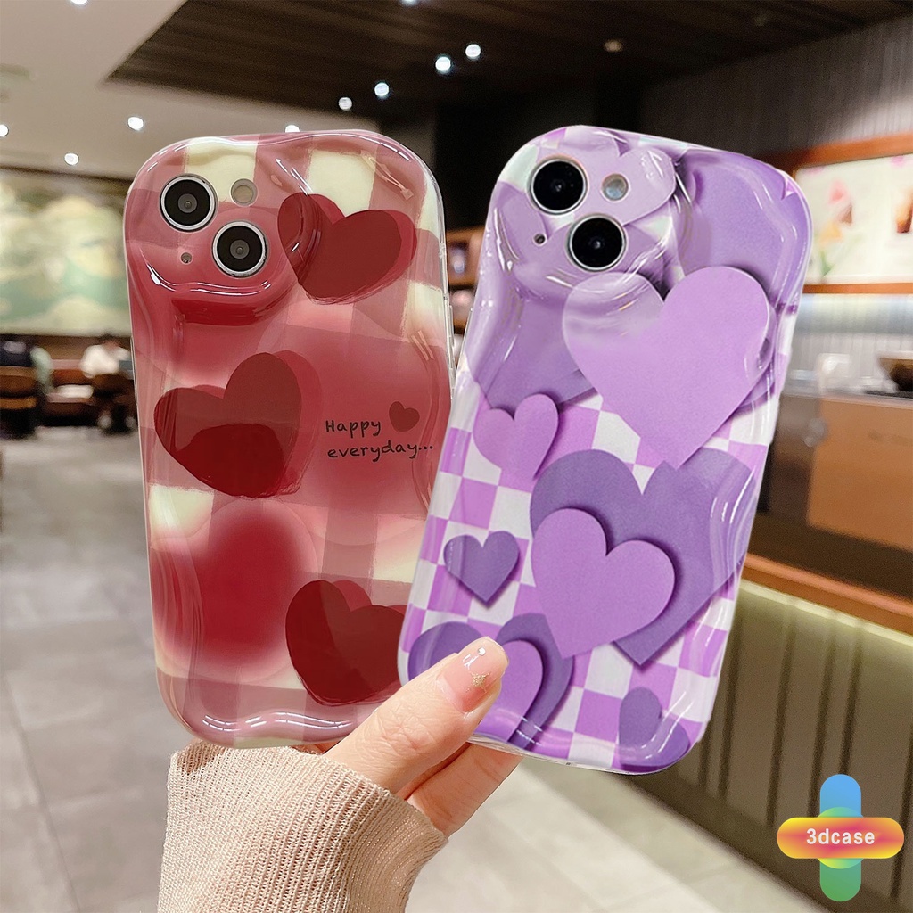 Ốp Điện Thoại Viền Cong Hình Trái Tim 3D Cho VIVO Y16 Y22 Y22S Y02 Y12S Y35 Y56 Y02A Y12 Y20 Y15S Y15C Y21E Y21G Y91C Y21 2021 Y21A Y21T Y30 Y21S Y20S Y12i Y3S Y33T Y15A Y01 Y01A Y91 Y30i Y93 Y95 Y15 Y17 Y50