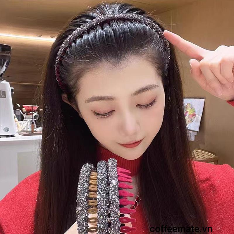 ⚡Băng Đô Cài Tóc Bện Đính Đá Lấp Lánh Phong Cách Mới Cho Nữ
