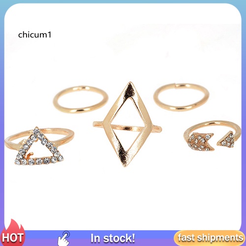 Set 5 Nhẫn Đốt Ngón Tay Đính Đá Phong Cách Boho