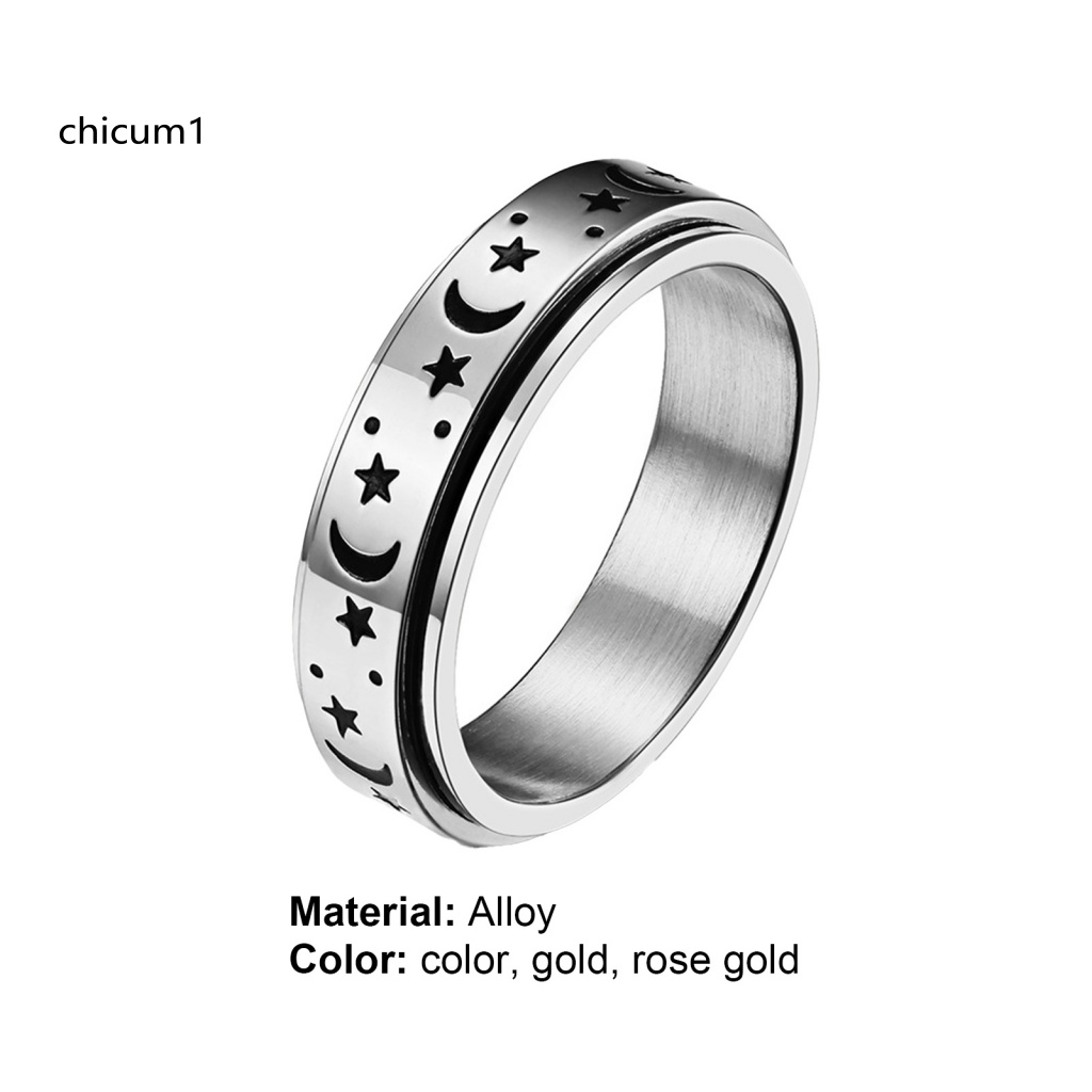 Nhẫn Cưới Unisex Mặt Trăng Và Ngôi Sao Xoay Được