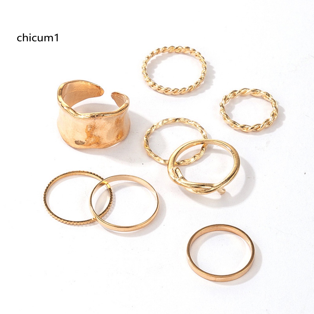 Set 8 Nhẫn Hợp Kim Kiểu Dáng Đơn Giản Thời Trang