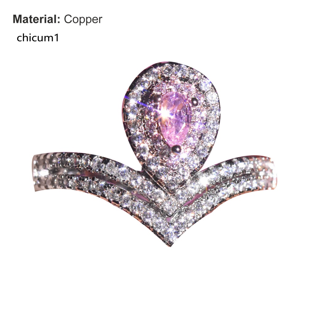 Nhẫn Đính Đá Moissanite Hình Giọt Nước Màu Sáng Tinh Tế Cho Nữ