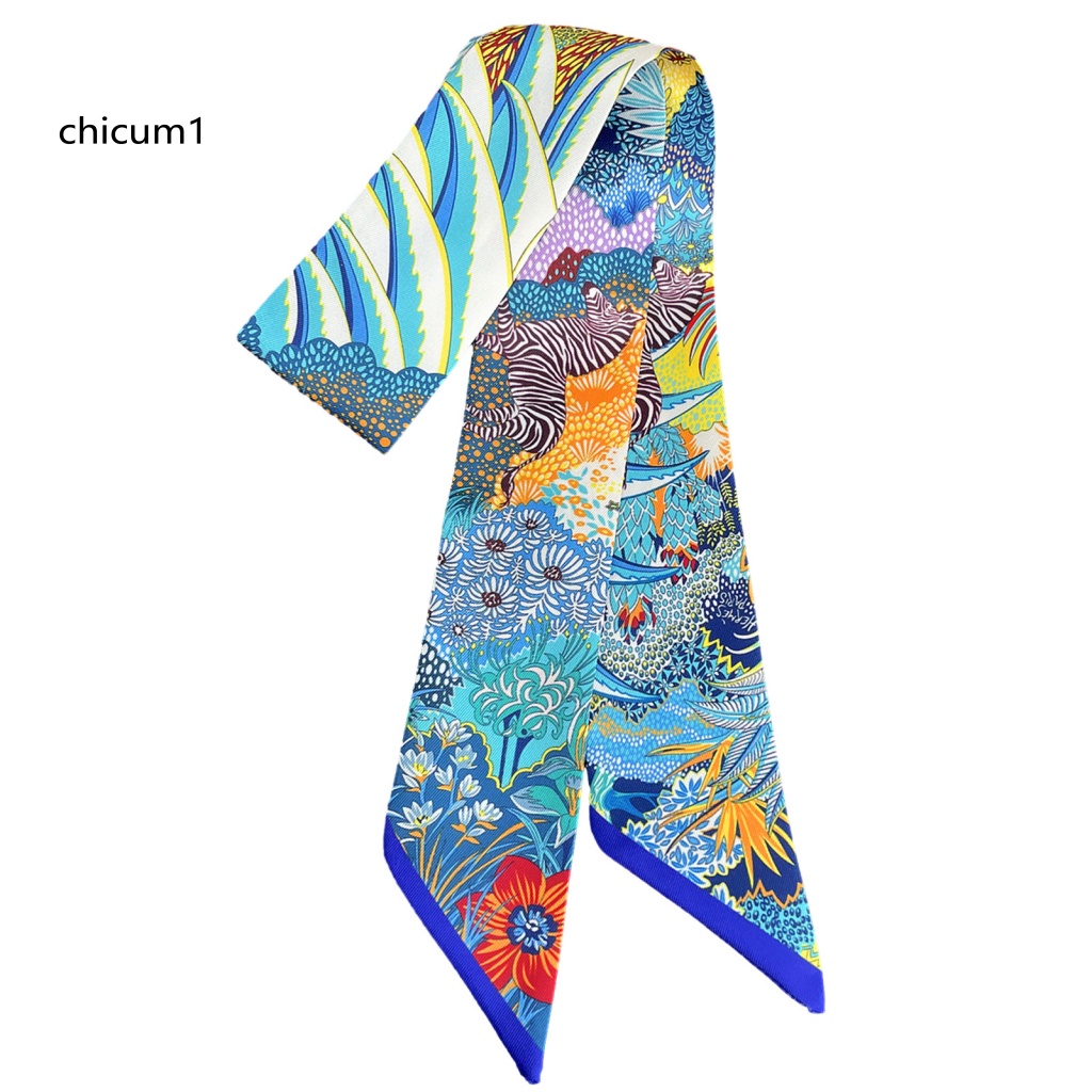 Khăn Choàng Cổ Kiêm Túi Xách Bằng Lụa In Họa Tiết Hoa Nhiều Màu Sang Trọng Thời Trang Cho Nữ
