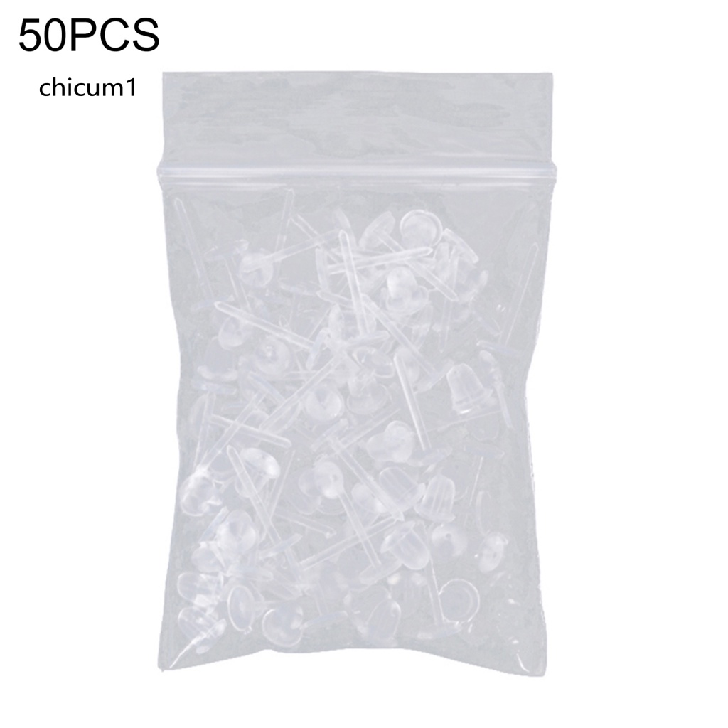 Set 50 Ghim Cài Bông Tai Bằng Nhựa Trong Suốt Phong Cách Unisex DIY