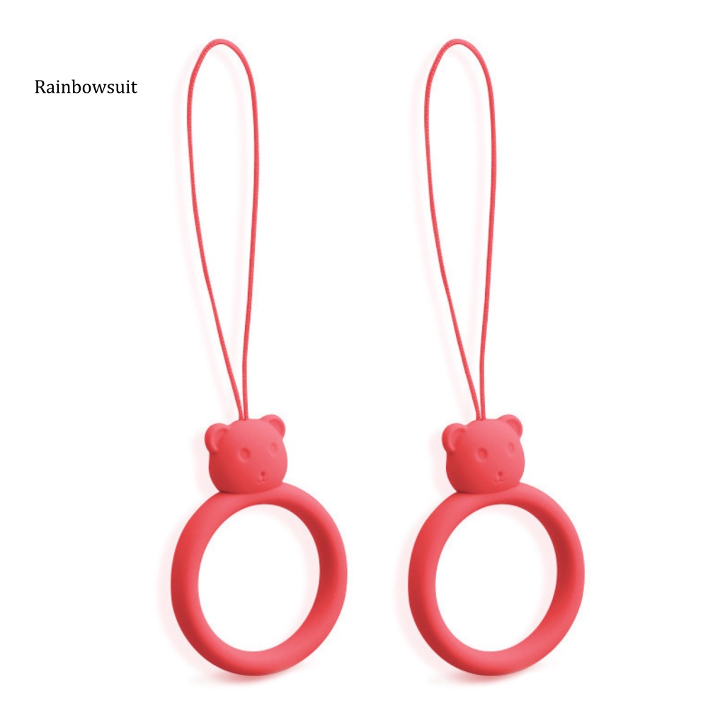 Set 2 Dây Đeo Điện Thoại Bằng Silicon Hình Gấu Hoạt Hình Thông Dụng