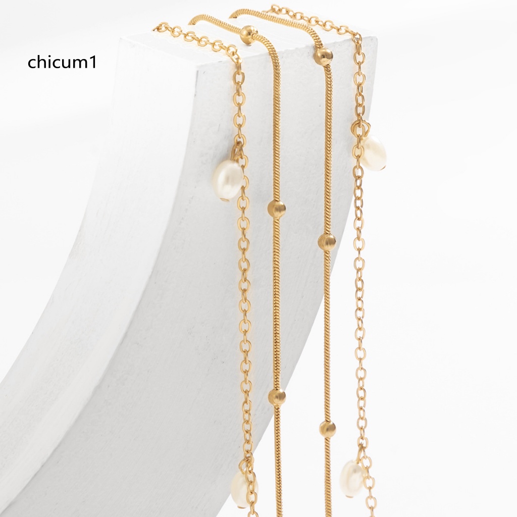 Set 2 Dây Xích Đeo Hông Hai Lớp Đính Ngọc Trai Nhân Tạo Có Thể Điều Chỉnh Cho Nữ