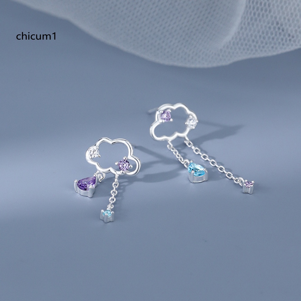 1 Cặp Bông Tai Hình Đám Mây Lấp Lánh Bằng Hợp Kim Không Gây Dị Ứng Thời Trang Cho Nữ