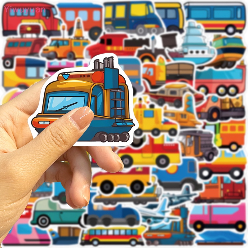 Bộ 50 Miếng Dán Hình Xe Tải Hoạt Họa Trang Trí Sổ Tay / Phòng Ngủ / Nhà Giáo / Tủ Lạnh Mới
