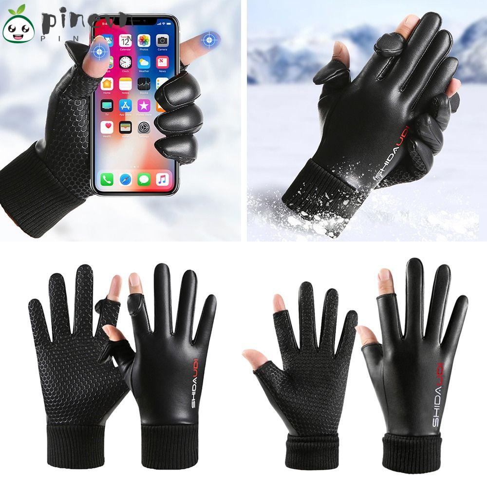 Găng Tay Da Phối Lông Cừu Ấm Áp Theo Phong Cách Thu Đông