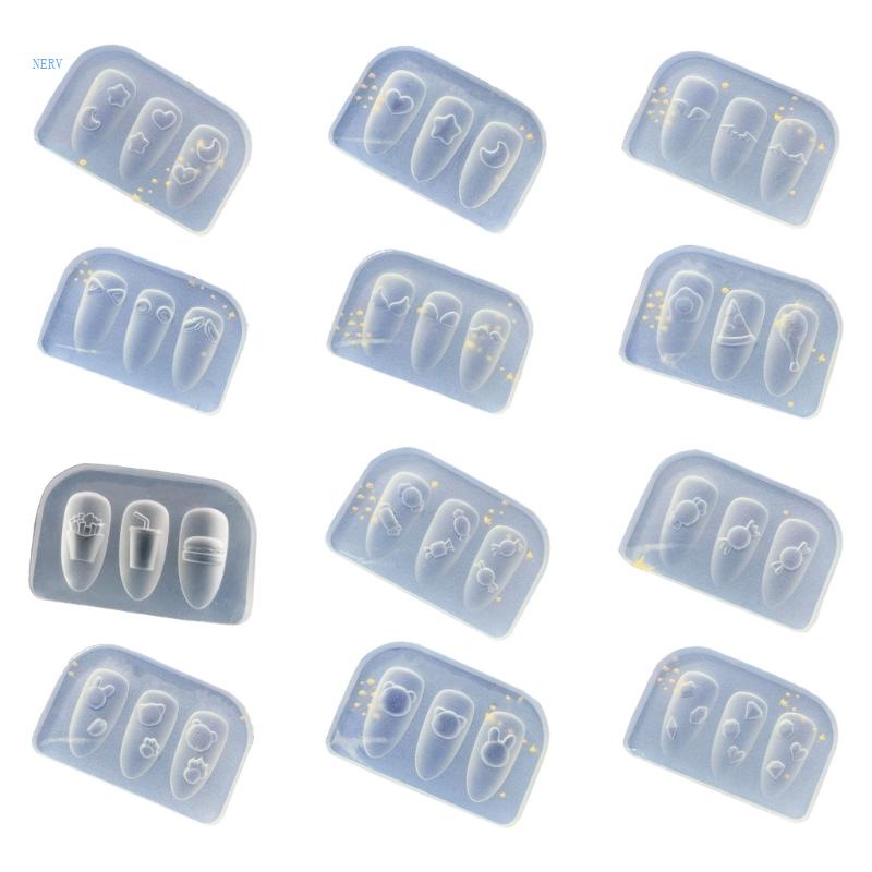 Khuôn Silicon Làm Móng Nghệ Thuật Hình Ngôi Sao / Trái Tim / Mặt Trăng / Ngôi Sao DIY