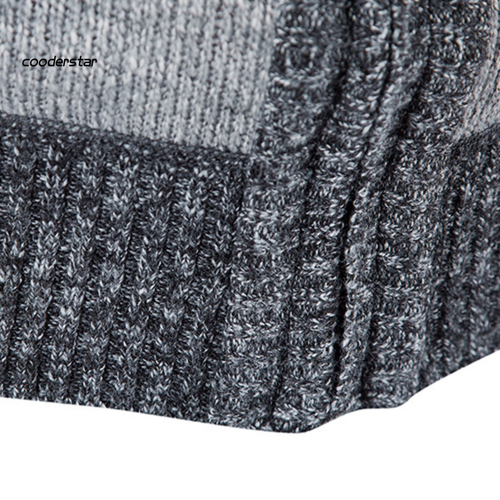 Áo Khoác Sweater Dệt Kim Tay Dài Cổ Đứng Khóa Kéo Phối Màu Cá Tính Cho Nam