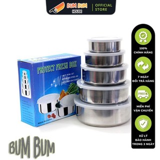 Bộ thố 5 cái inox có nắp đậy tiện dụng