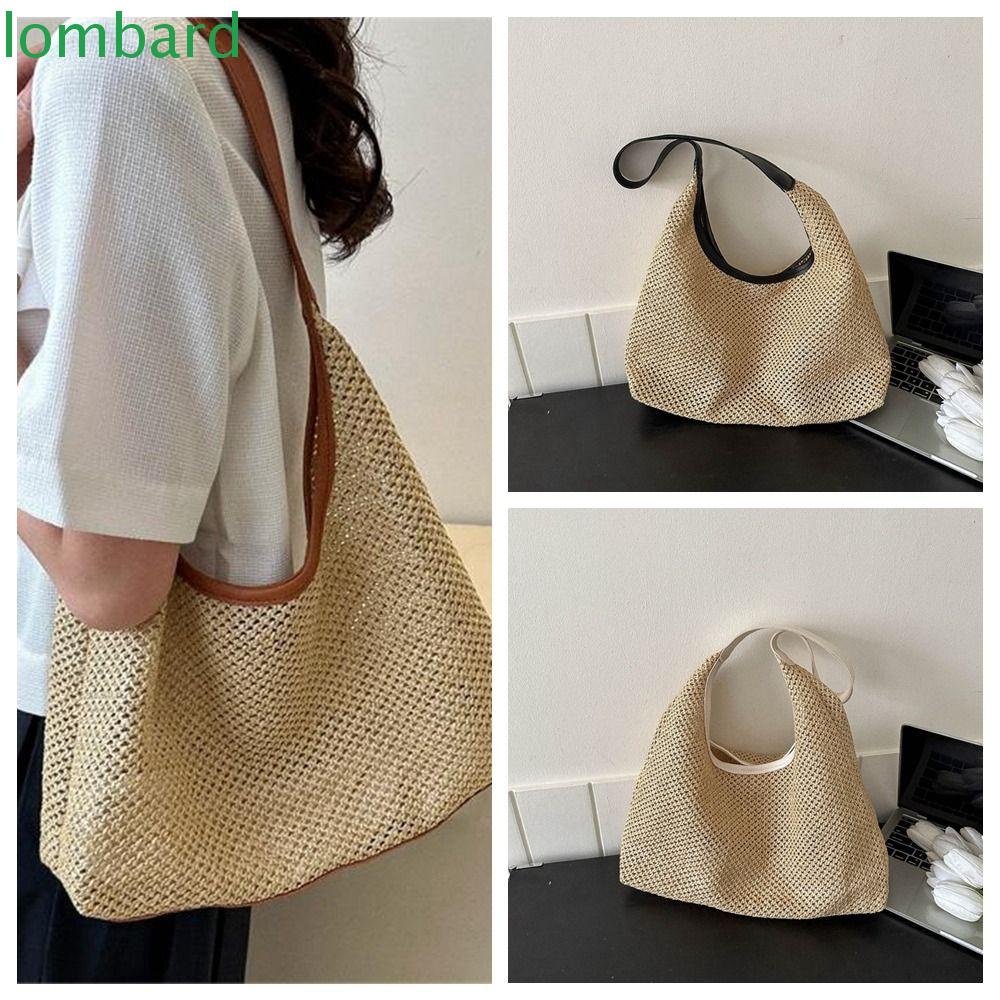 LOMBARD Túi Xách Đan Lát Sức Chứa Lớn Phong Cách Bohemian Thời Trang Mùa Hè