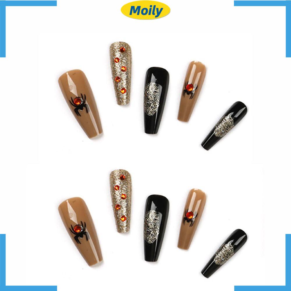 MOILYVN Bộ 24 Móng Tay Giả Dài Che Phủ Toàn Diện Có Thể Tháo Rời Dùng Hóa Trang Halloween