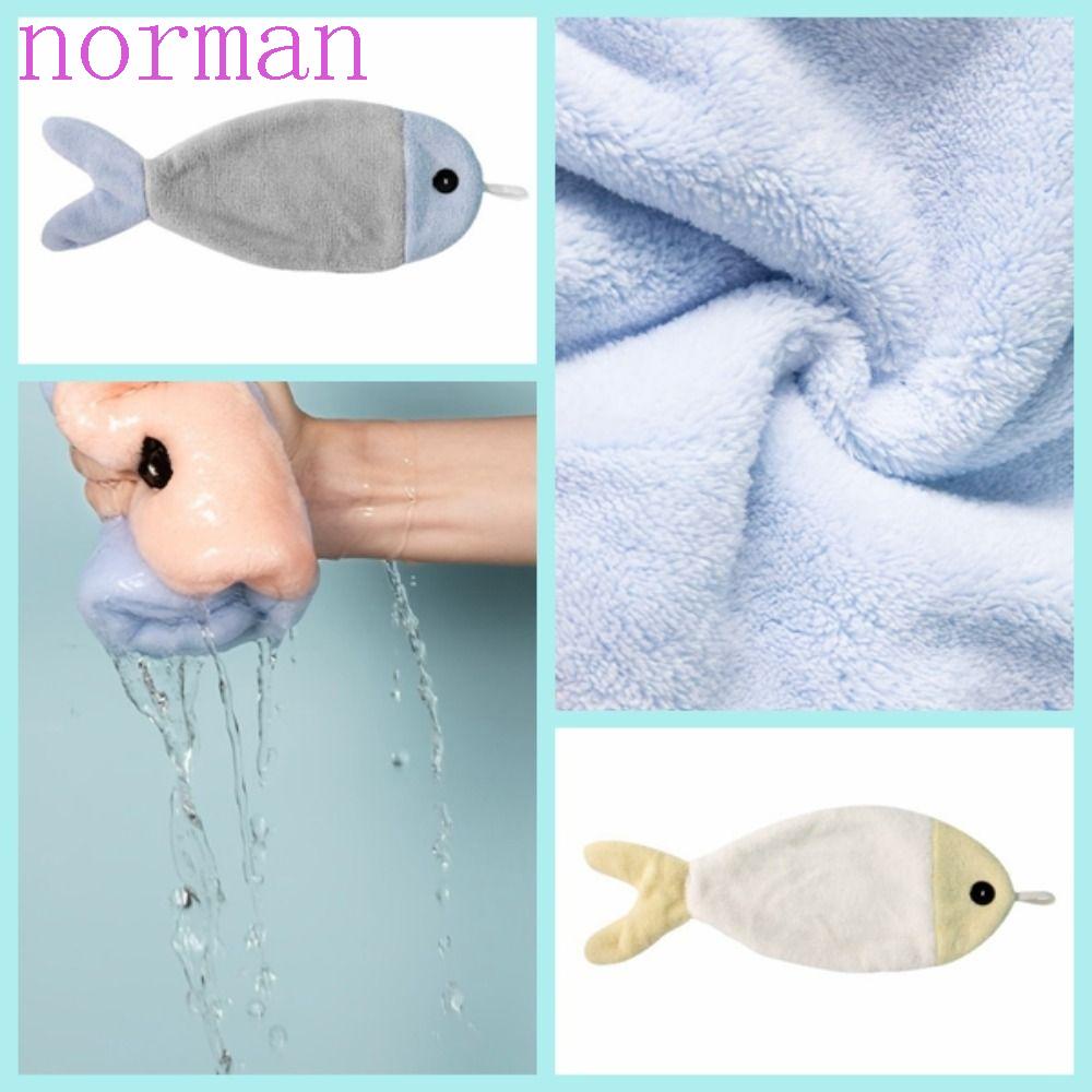NORMAN Khăn Vuông Nhỏ Bằng Nhung San Hô Dày Dặn Mềm Mại Hình Cá Dễ Thương Có Thể Tái Sử Dụng Cho Nhà Bếp