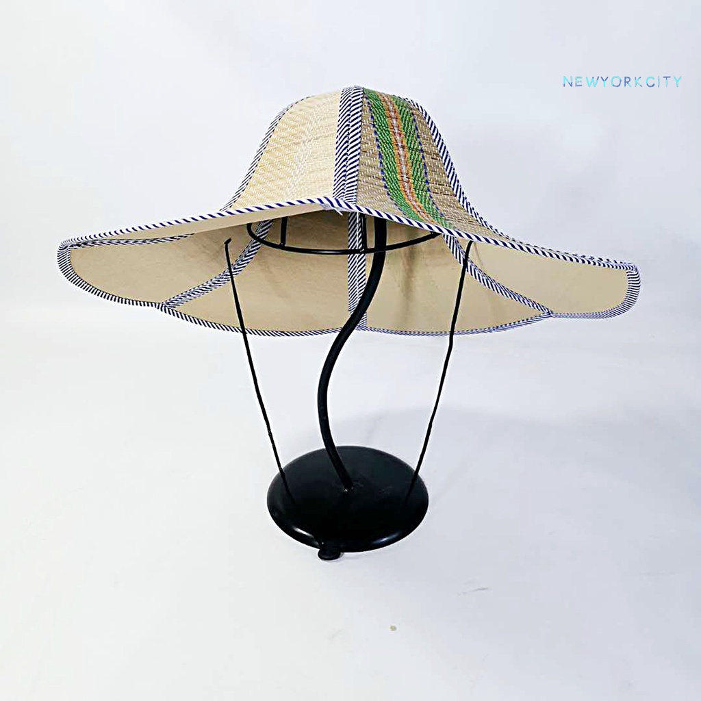 Mũ Rơm Rộng Vành Chống Nắng Có Dây Rút Màu Đen Unisex