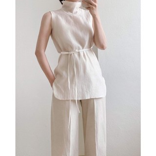 Áo tơ sồi sát nách - high neck top in silk