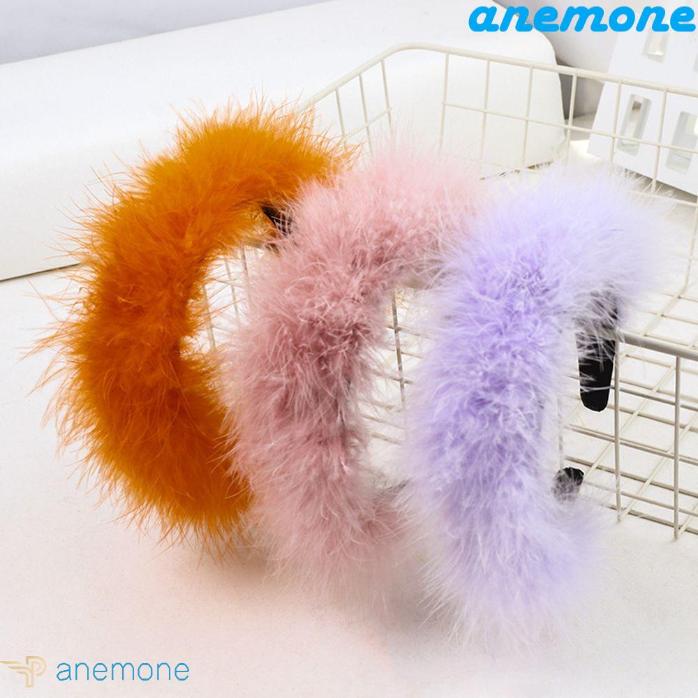 ANEMONE Băng Đô Cài Tóc Đính Lông Vũ Kiểu Hàn Quốc Dễ Thương Cho Cô Dâu