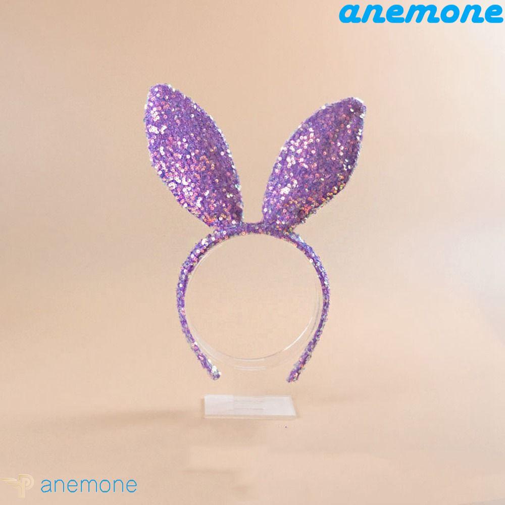 ANEMONE Băng Đô Tai Thỏ Đính Kim Sa Họa Tiết Hoạt Hình Phong Cách Retro Dành Cho Nữ