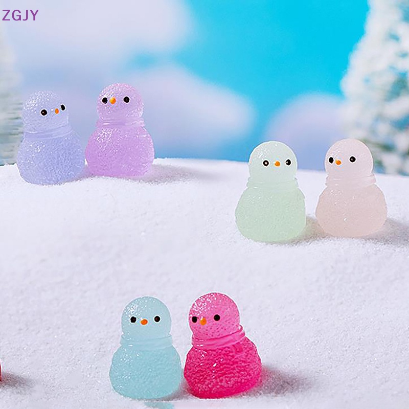 Set 5 Mô Hình Vua Tuyết Dạ Quang Mini Bằng Nhựa Resin Trang Trí Tiểu Cảnh Mới