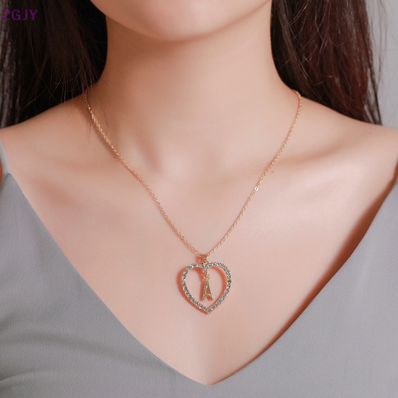 Vòng cổ Mặt Trái Tim Đính Đá 26 Đầu A-Z Thời Trang Cho Nữ Mới