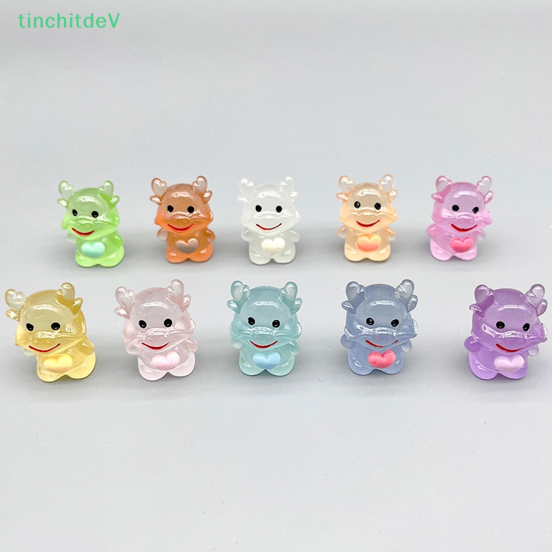 [TinchitdeV] Bộ 2 Tượng Rồng Hoạt Hình Mini Bằng Nhựa Resin Phát Sáng Trang Trí Xe Hơi
