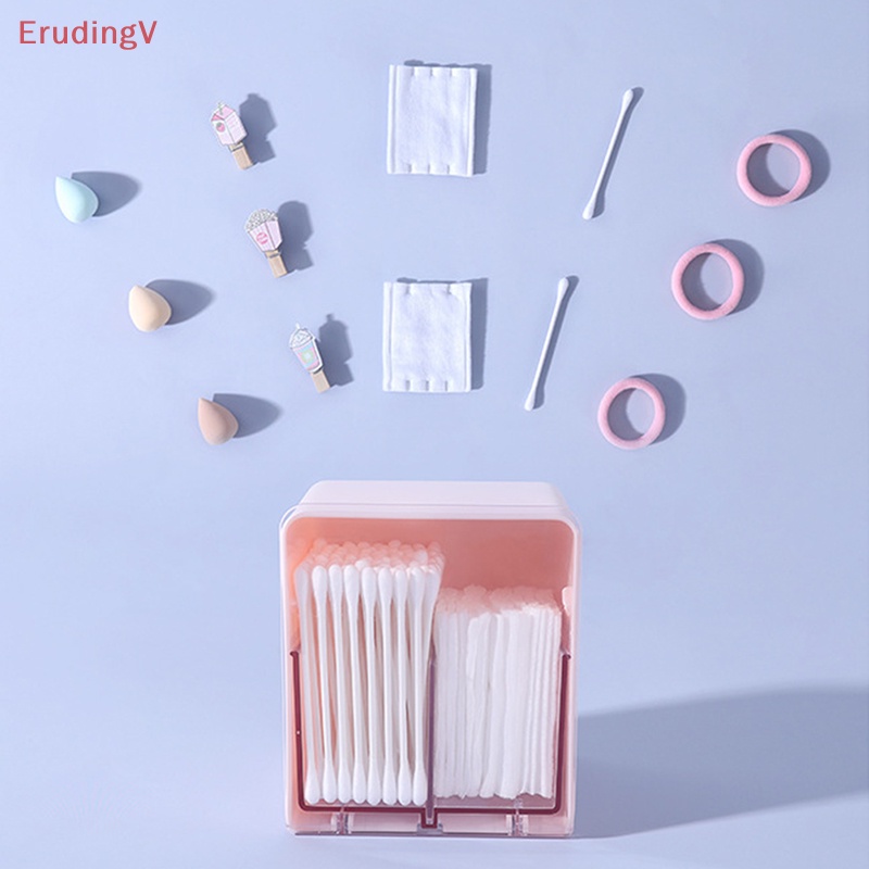 Hộp Đựng Bông Tẩy Trang 2 Ngăn Hình Tròn Cỡ Lớn Trong Suốt Tiện Dụng